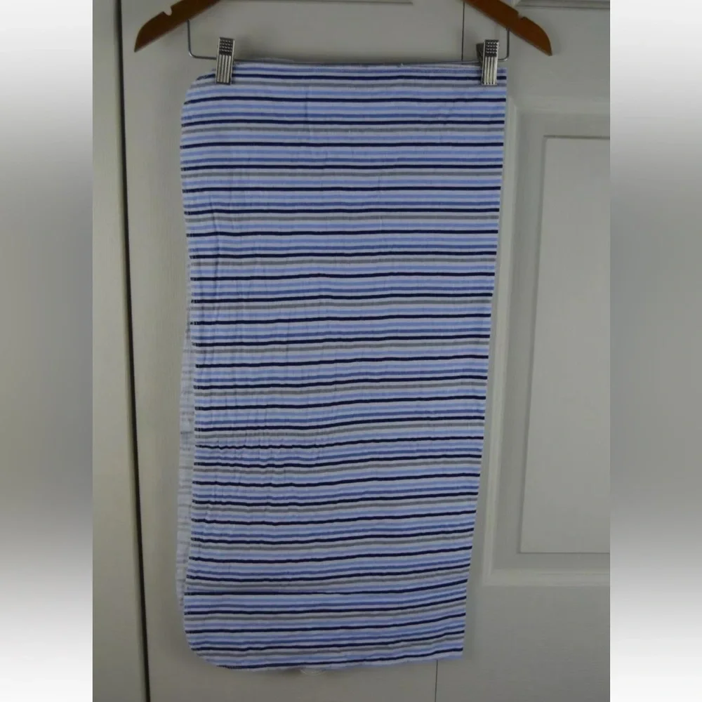 Parent's Choice Stripes Baby Blanket Flannel Receiving Blue White Gray Lovey